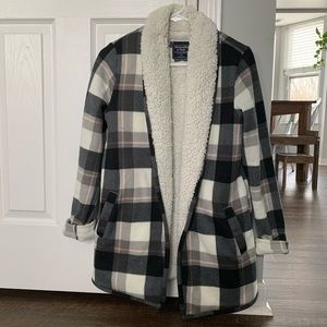 Abercrombie & Fitch flannel sherpa cardigan